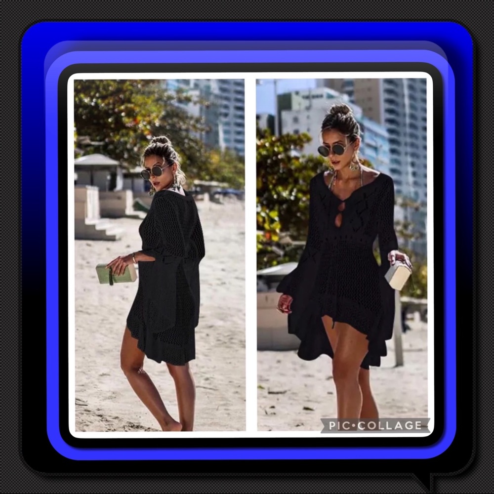New Black High Fashion Crochet Coverup